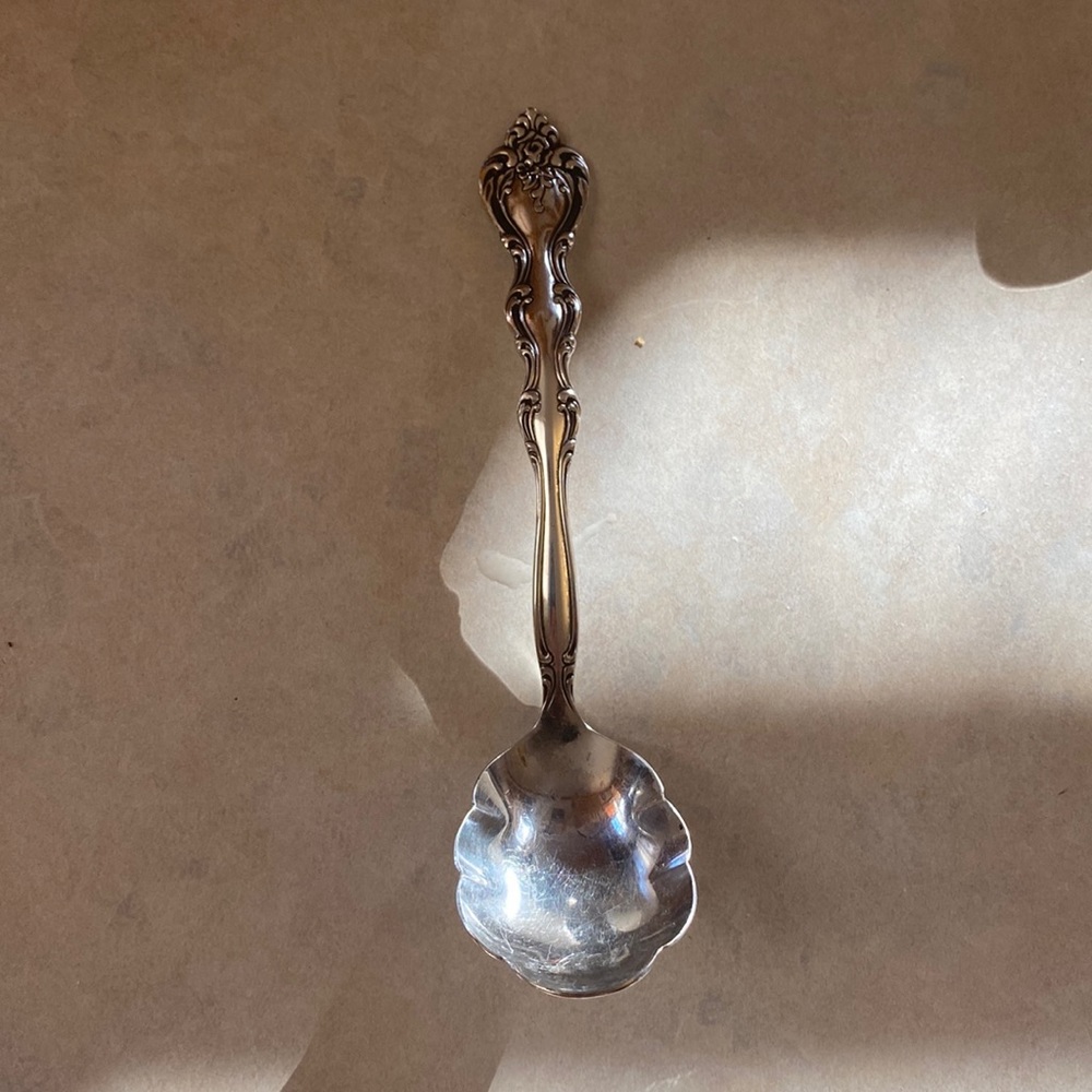 🌼🌿Beautiful international silver plate sugar spoon approximately 5” long🌼🌿